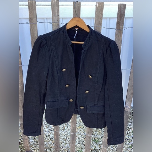 Free People black military style jacket, size small - Picture 1 of 4